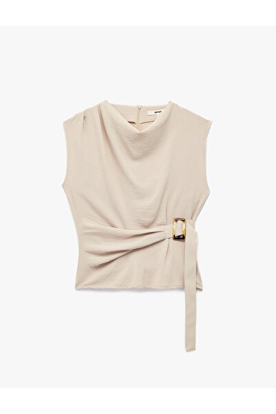 Koton Μπλούζα Aerobin από ύφασμα χωρίς μανίκια με λεπτομέρεια με ζώνη στο λαιμό