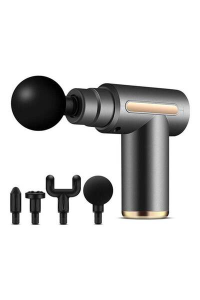 unbranded جهاز مساج وتدليك العضلات بـ 6 سرعات مع 4 رؤوس رمادي