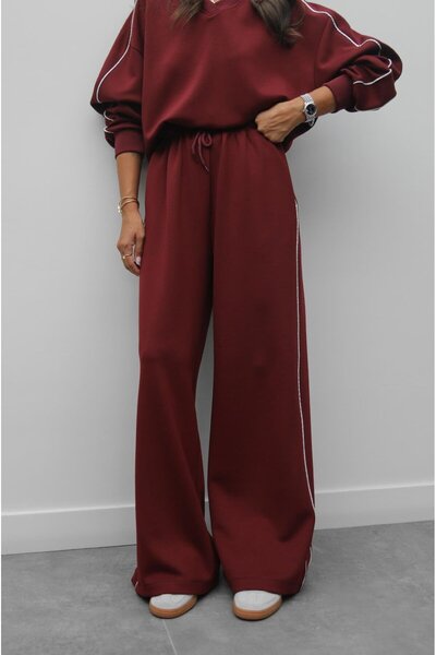 Havoş Bordó csíkos részletezett modális tréningruha szett