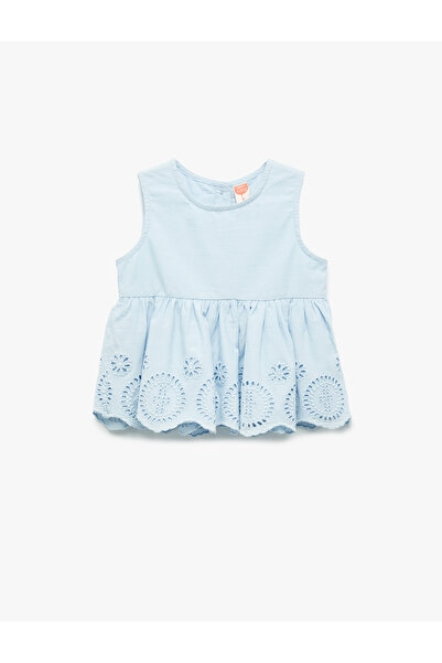 Koton Bluză din bumbac cu decolteu cu volan, fără mâneci