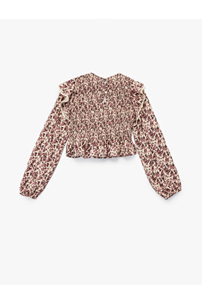 Koton Long Sleeve Crew Neck Gipeli Floral Viscose Blouse