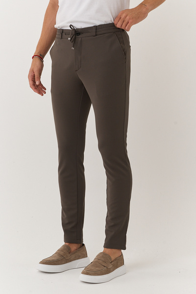 BLACK LEE Erkek Haki Jogger Beli Lastikli Bağcıklı Likralı Rahat Kalıp Pantolon