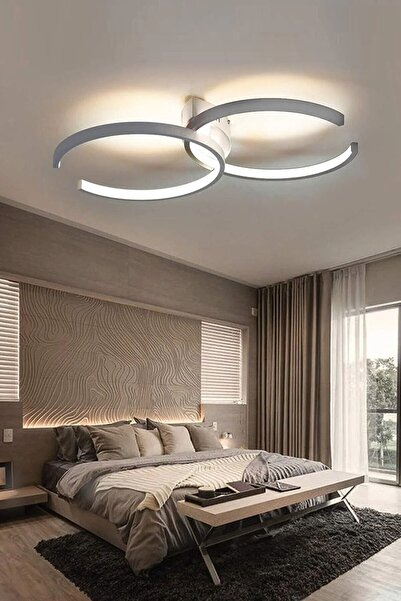 Luzarana Duru Modern Tasarım Beyaz Renk Salon Mutfak Hol Beyaz Led 2 Li Avize