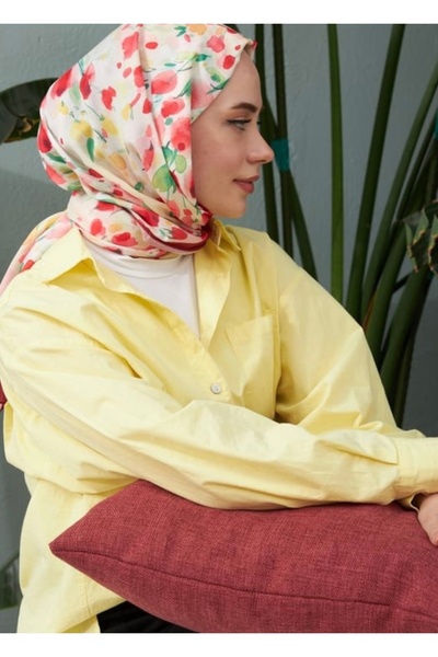MODA İpekhan Red Striped Soft Cotton Scarf