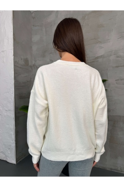 Elif Özbey Butik Ecru Bow Detailed Knitwear Sweater