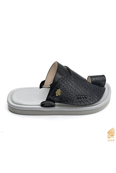 Leather & shoea Black and gray oriental shoes