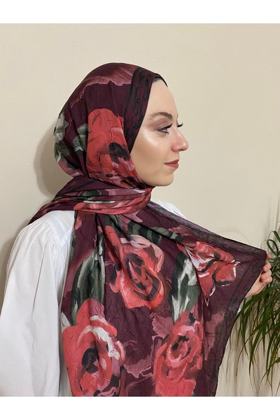 MODA Red Rose Pattern Bamboo Crochet Shawl