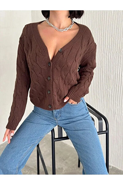 LİFERA Buttoned Knitted Patterned Sweater Cardigan (5 Buttons)