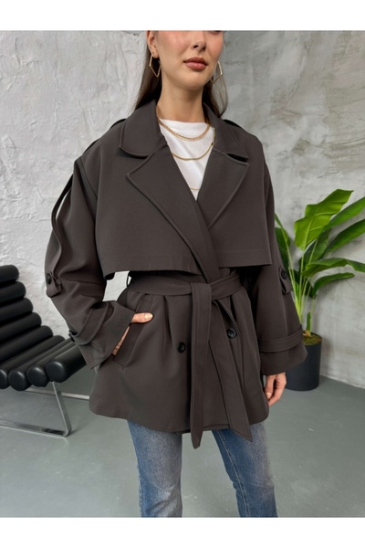 Elif Özbey Butik Brown Premium Belted Trench Coat
