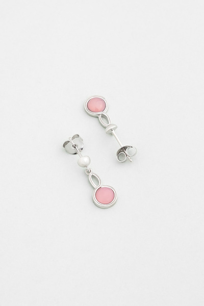 So CHIC... Kalsedon Işıltısı 18 Ayar Beyaz Altın Kaplama Gümüş Küpe