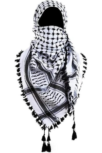 Generic Traditional Palestine Scarf | 100% Cotton Keffiyeh | Authentic Middle Eastern Headwrap Shawl – Bla