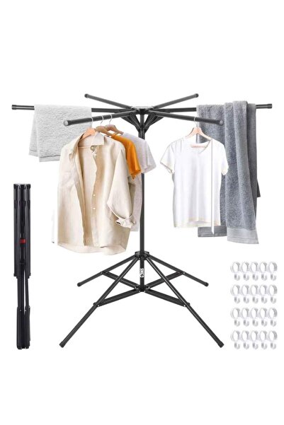 SIKS Uscător de rufe vertical, tip umbrelă, pliabil, mobil, suport pentru umeraș, 6 brațe, uscare la 360°