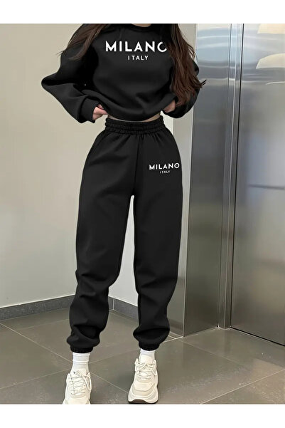 macklin Unisex Ανδρικό Γυναικείο Σετ Φόρμας Milano με στάμπα με λαιμόκοψη με ...