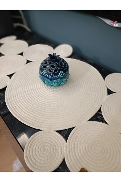 Home Natural Jute Rope Round Design Decorative Table Runner – Handmade Knitted Detailed Placemat