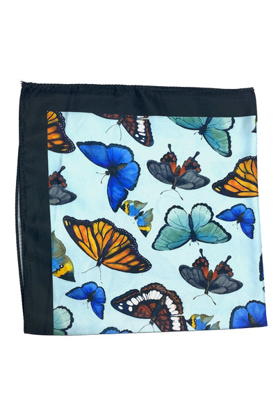 Sultan İpek Kelebek Desenli Fular / Bandana 52x52