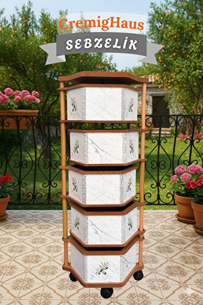 CremigHaus Ahşap Sebzelik Geleneksel Tasarım Altıgen 5 x 5 lt Kapasiteli Beya...