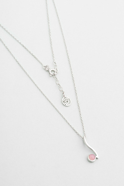 So CHIC... Kalsedon Büyüsü 18 Ayar Beyaz Altın Kaplama 43 Cm Gümüş Kolye