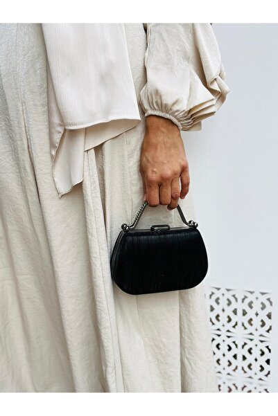 H&D COLLECTİON Geantă de seară pentru femei cu 2 bretele, cu detalii de piatră și lanț