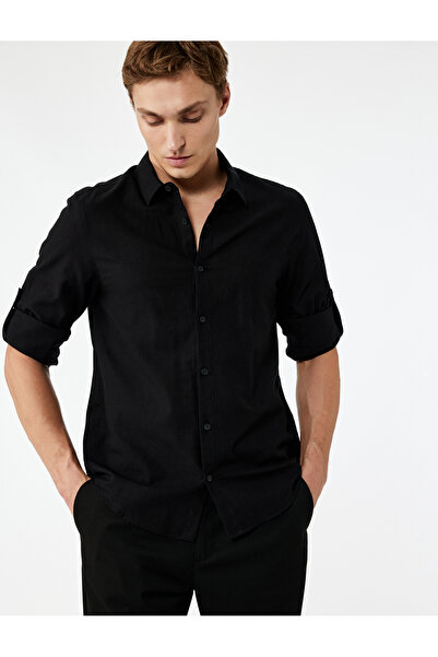 Koton Uzun Kollu Pamuklu Regular Fit Kol Detaylı Klasik Gömlek