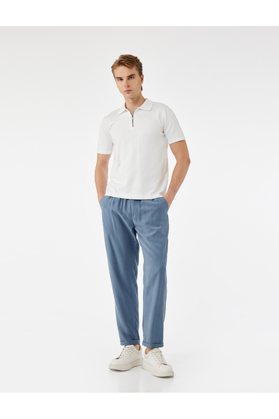 Koton Viskon Cep Detaylı Rayon Tapered Beli Bağcıklı Pantolon