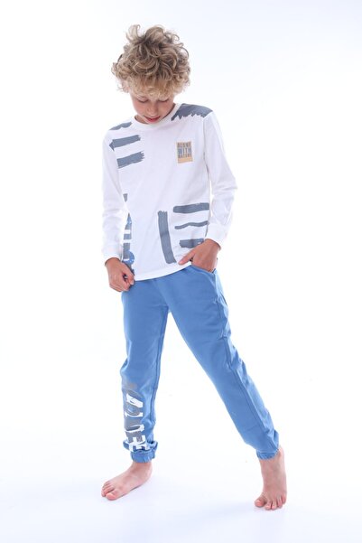 Yağmur Giyim İsobgi̇v Alone Patterned 100% Cotton Boys Pajama Set 7-11Years 24038
