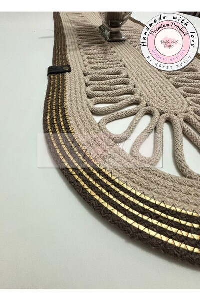 DOUBLE KNOT DESİGN Tress Runner, 110x32cm, El Yapımı Salon /Sehpa Örtüsü, Runner, Mutfak Masa Örtüsü,