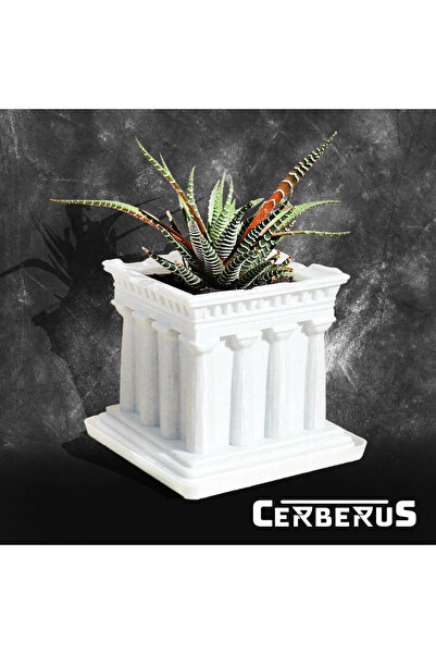 Cerberus YUNAN TAPINAĞI BEYAZ KARE SAKSI VAZO KALEMLİK