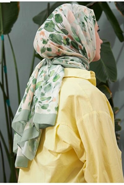 MODA İpekhan Green Striped Soft Cotton Shawl