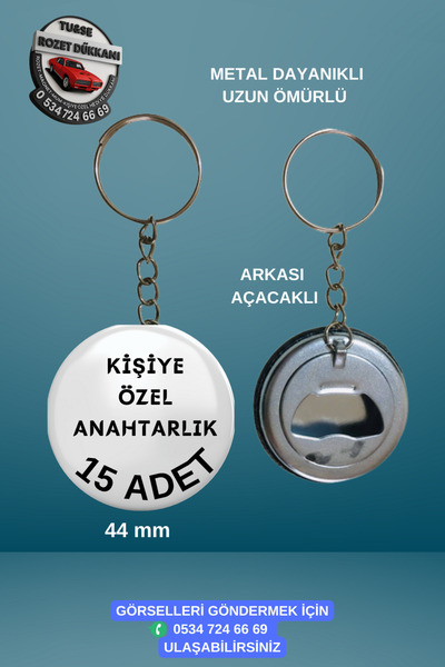 Tu&Se Candles Kişiye Özel 44mm Açacaklı Anahtarlık – 15 Adet