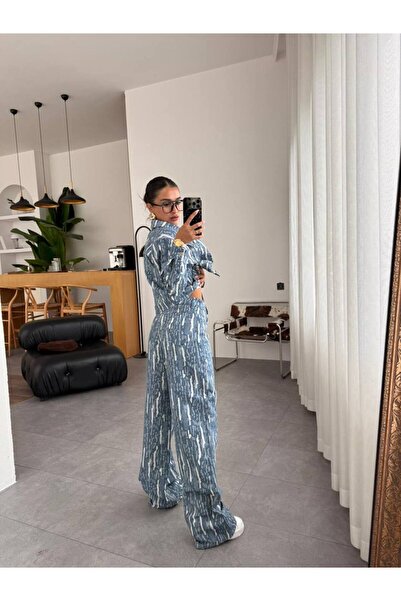 Tulipabutik Patterned Denim Suit