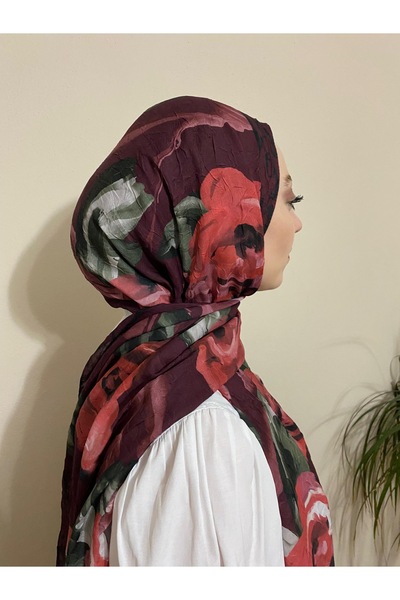 MODA Red Rose Pattern Bamboo Crochet Shawl