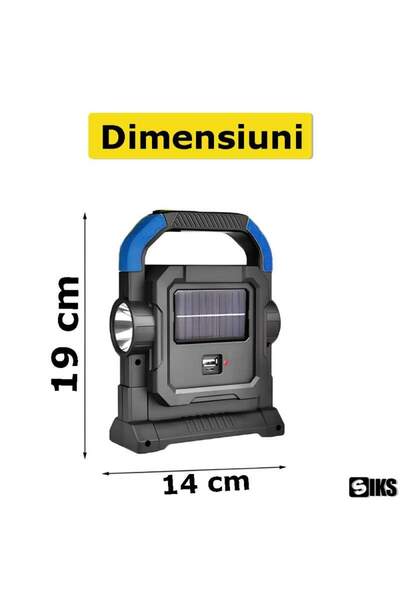 SIKS Multifunctional LED Portable Flashlight With Solar Lamp, 2 Light Zones, 42 LEDs, 1200mAh