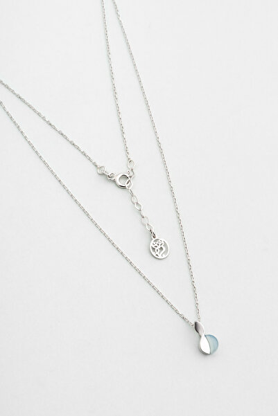 So CHIC... Kalsedon Rüyası 18 Ayar Beyaz Altın Kaplama 42 Cm Gümüş Kolye