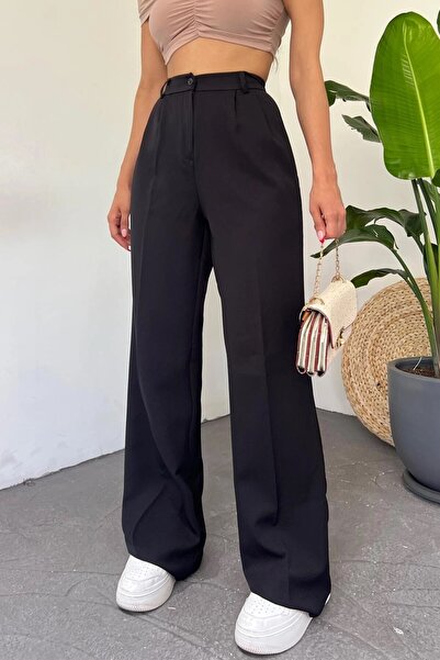 Suziş PANTALONI PALAZZO NEGRI CU ÎNCHIDERE CU BUTONI ATK002