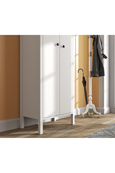 Sakura Ahşap Hunerika Melina Ayakkabılık-Wood Beyaz-Minifiks Bağlantılı