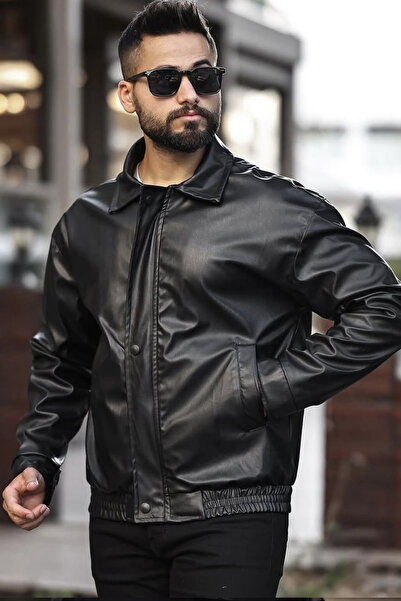 BELİZMOD سترة جلدية سوداء كبيرة الحجم للجنسين من الموسم الجديد