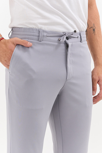 BLACK LEE Erkek Gri Jogger Beli Lastikli Bağcıklı Likralı Rahat Kalıp Pantolon