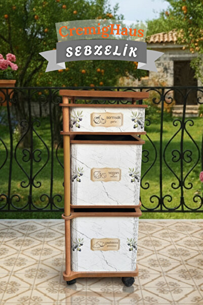 CremigHaus Ahşap Sebzelik Geleneksel Tasarım Kare 2 x 7 lt + 3 lt Kapasiteli ...