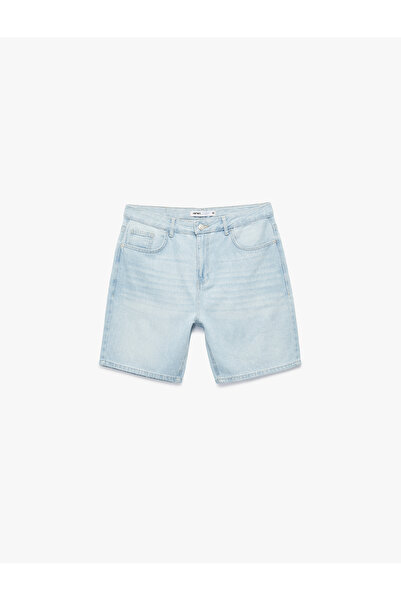 Koton Cotton Regular Waist Relaxed Fit Bermuda Jean Shorts