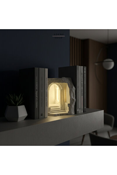 HNR34 Antik Yunan Mağarası Tasarımlı Kitap Tutucu / Kitaplık Süsü