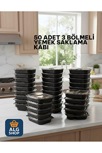 Febros 50 Pieces of Unbreakable 3 Three-Eye Takeaway Food Container Microwave...