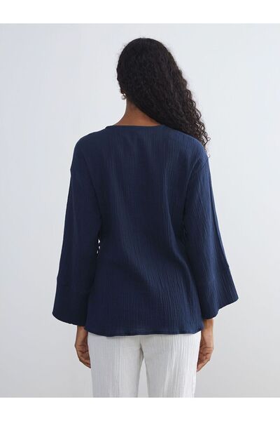 LC Waikiki Lcw Vision Double-Breasted Collar Textured Muslin Women's Kimono