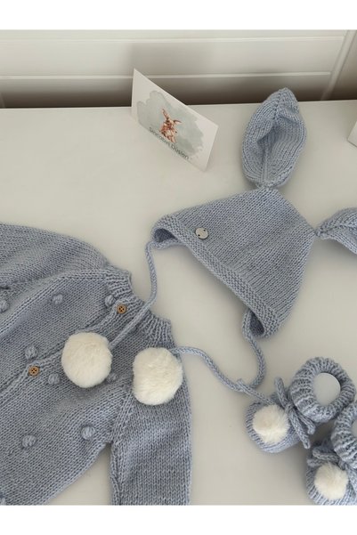 Sincabın Düşleri Welcome Baby Mother Newborn Gift Clothing Set Box Knitwear Knit Cardigan Booties Hat