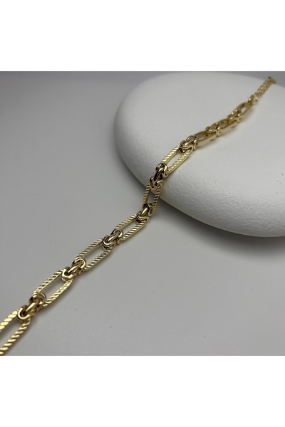 XUPING JEWELRY 14K Altın Kaplama Halat Detaylı Xuping Zincir Bileklik