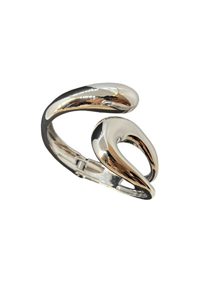 FM سوار نسائي من الفولاذ 316L مطلي باللون الفضي بتصميم حلزوني عصري - معاصر