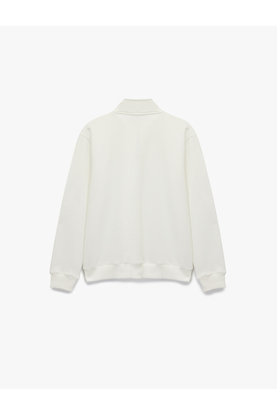 Koton Long Sleeve Ribbed Basic Half Zip Sweatshirt