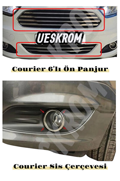 ueskrom 2018 Sonrası F. Courier 6'lı Krom Ön Panjur Ve Sis Çerçevesi Set