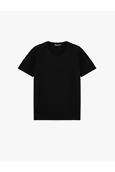 Koton Slim Fit Kısa Kollu Pamuklu Basic V Yaka 3'lü Tişört Seti
