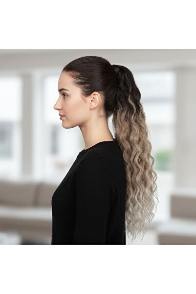 Afrodit Giyim مشبك مطاطي على شكل ذيل حصان منفوش أفريقي مموج / بني / بني محمر ...