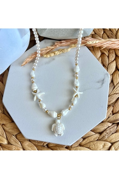 HALHALMILL Kaplumbağalı Deniz Kabuklu Şans Kolyesi